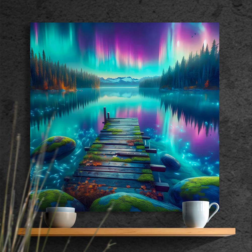 5D Diamond Painting AB Steine – Aurora Lake Dreams mit 100 Farben, Unique-Diamond