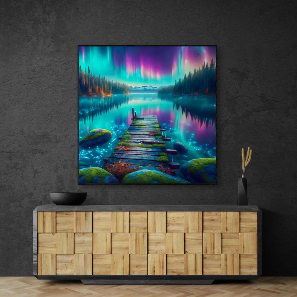 5D Diamond Painting AB Steine – Aurora Lake Dreams mit 100 Farben, Unique-Diamond