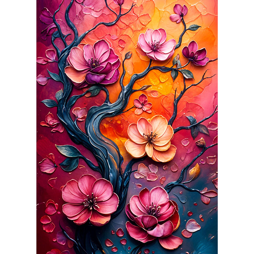 5D Diamond Painting AB Steine – Blütenzauber im Abendlicht, Unique-Diamond