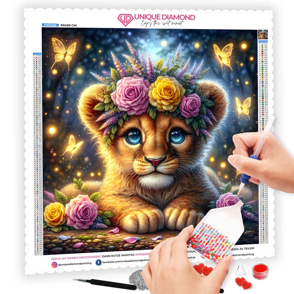 5D Diamond Painting AB Steine – Blumenkönigin Nia mit 100 Farben, Unique-Diamond