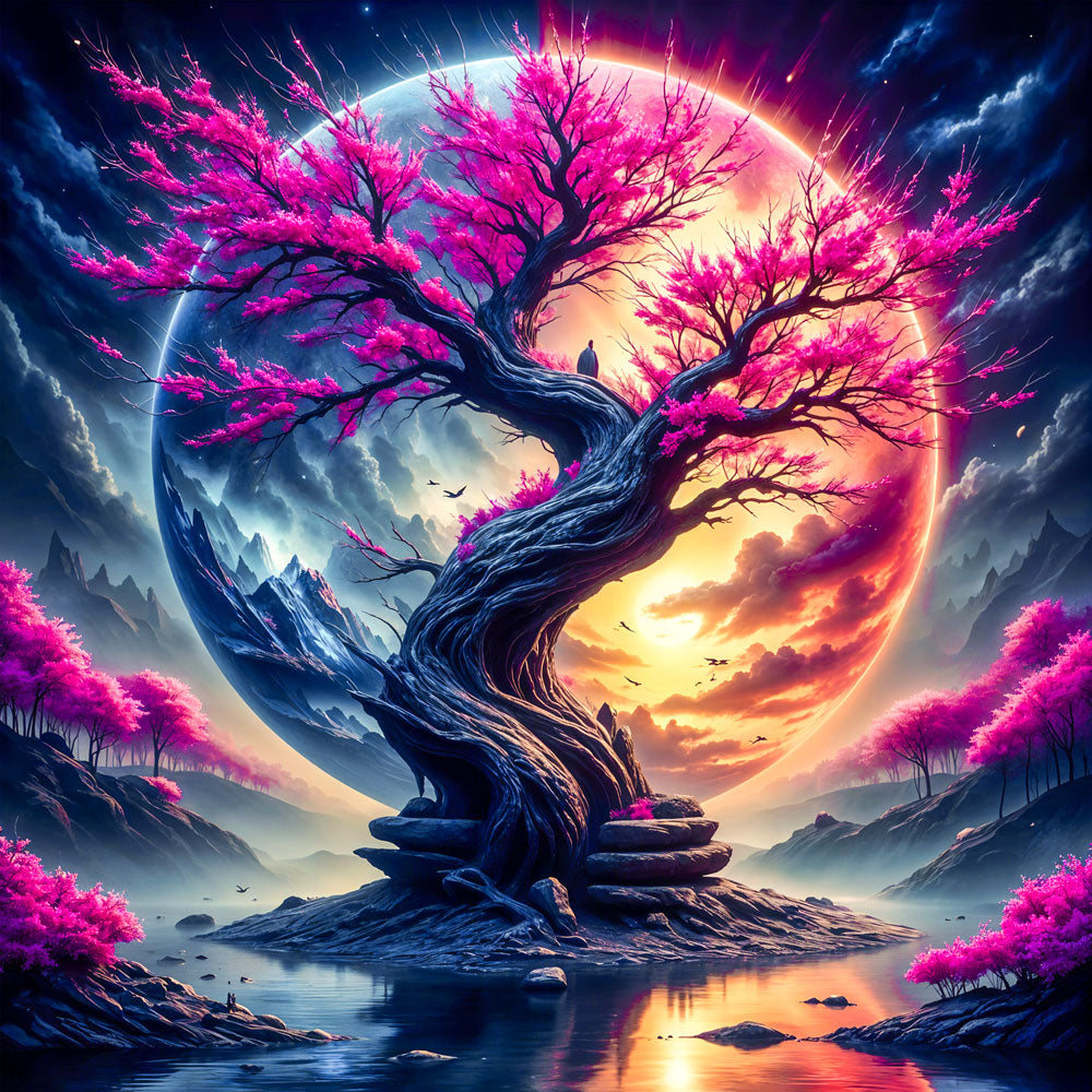 5D Diamond Painting AB Steine – Celestial Sakura, Unique-Diamond