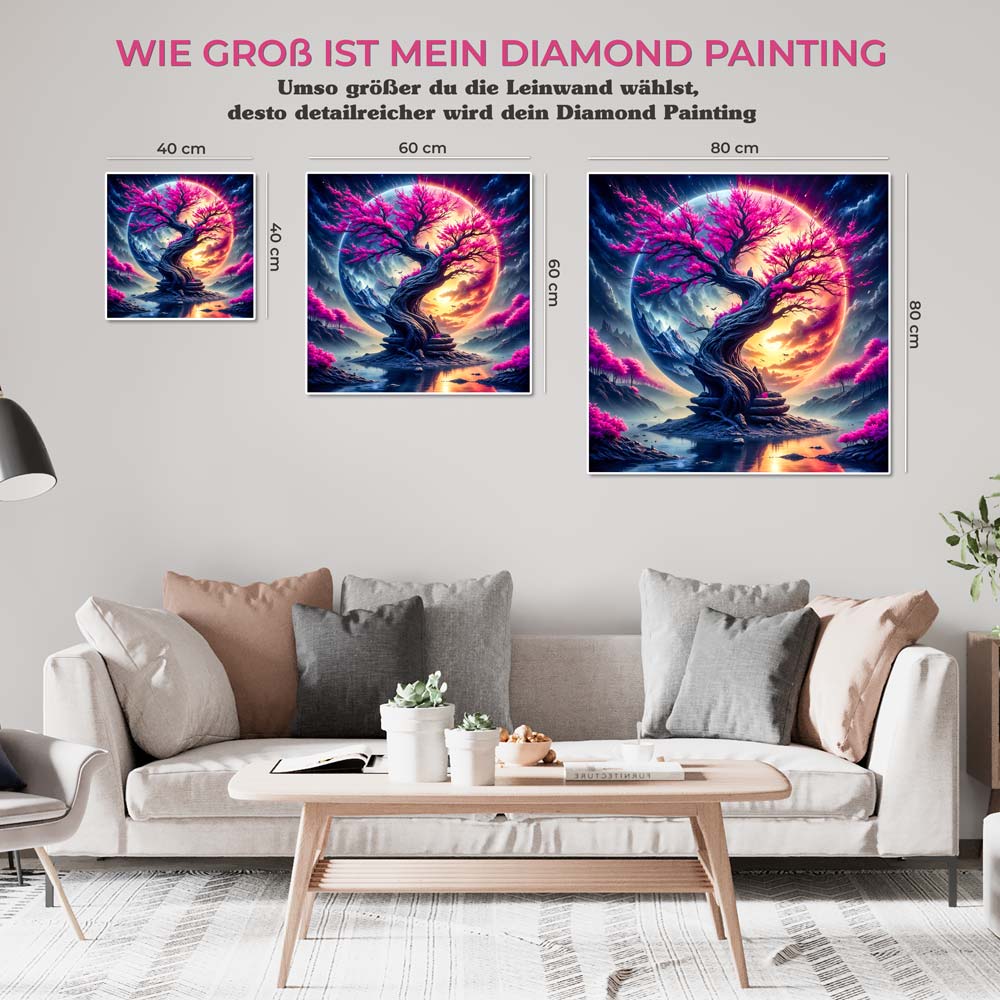 5D Diamond Painting AB Steine – Celestial Sakura, Unique-Diamond