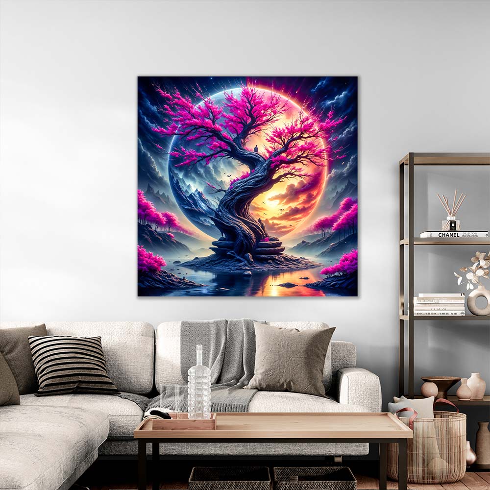 5D Diamond Painting AB Steine – Celestial Sakura, Unique-Diamond