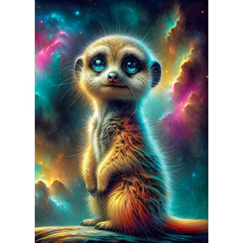 5D Diamond Painting AB Steine – Cosmo Meerkat mit 100 Farben, Unique-Diamond