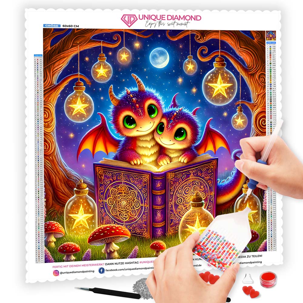 5D Diamond Painting AB Steine – Drachenmärchen im Sternenwald, Unique-Diamond