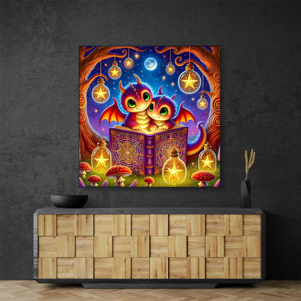 5D Diamond Painting AB Steine – Drachenmärchen im Sternenwald, Unique-Diamond