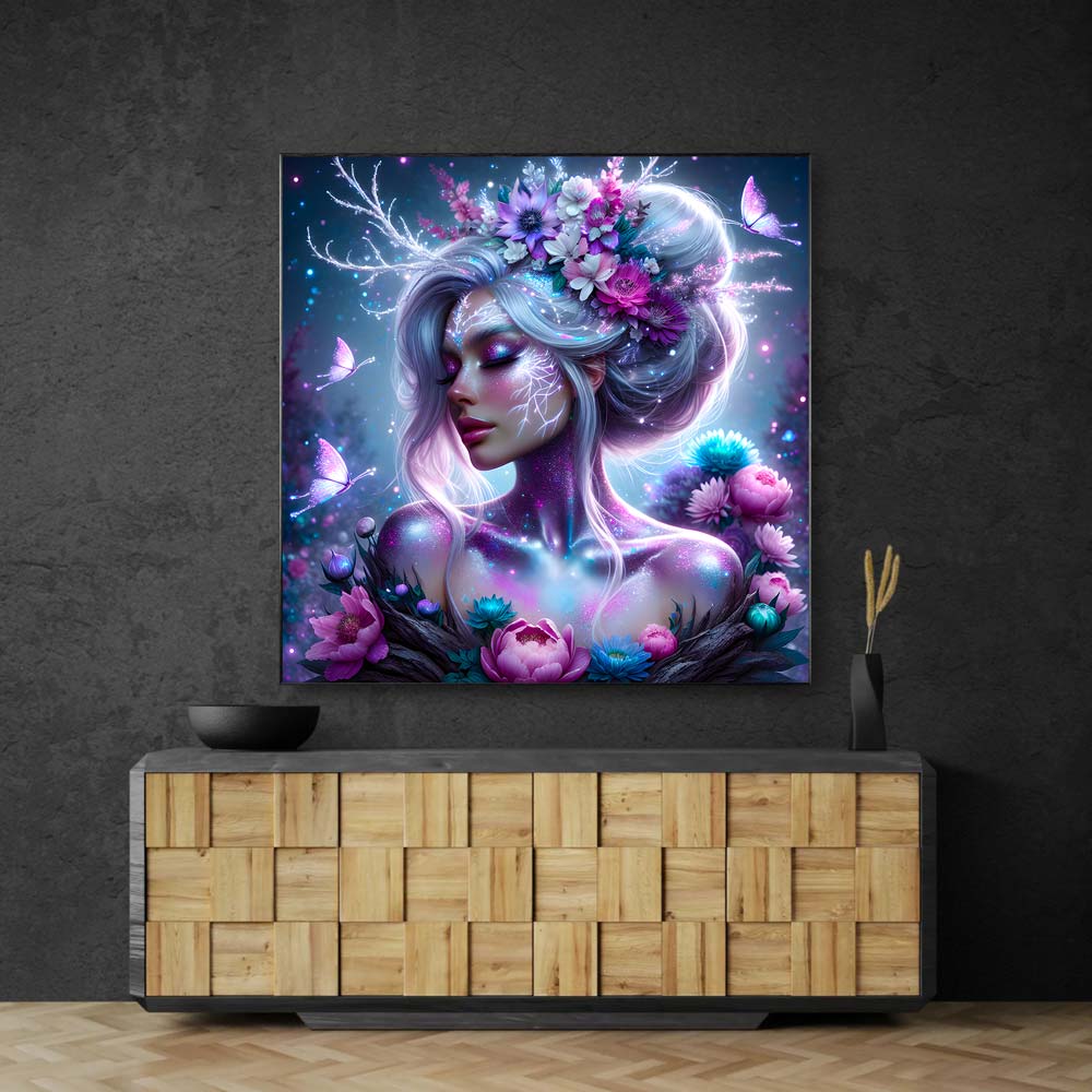 5D Diamond Painting AB Steine – Elara, Königin der Blüten mit 100 Farben, Unique-Diamond