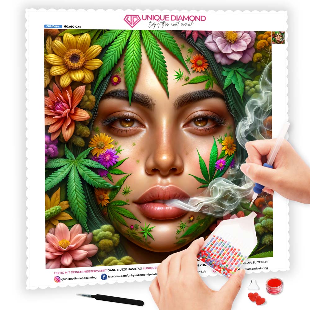 5D Diamond Painting AB Steine – Flora Mystica mit 100 Farben, Unique-Diamond