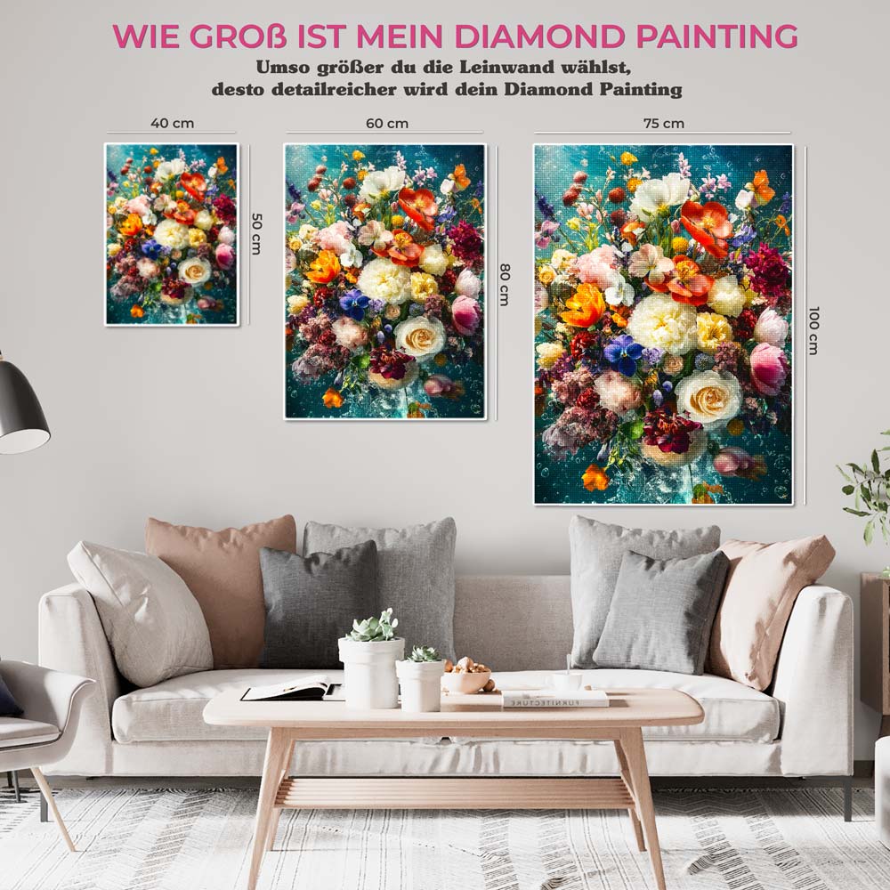 5D Diamond Painting AB Steine – Florale Tiefenpracht mit 100 Farben, Unique-Diamond