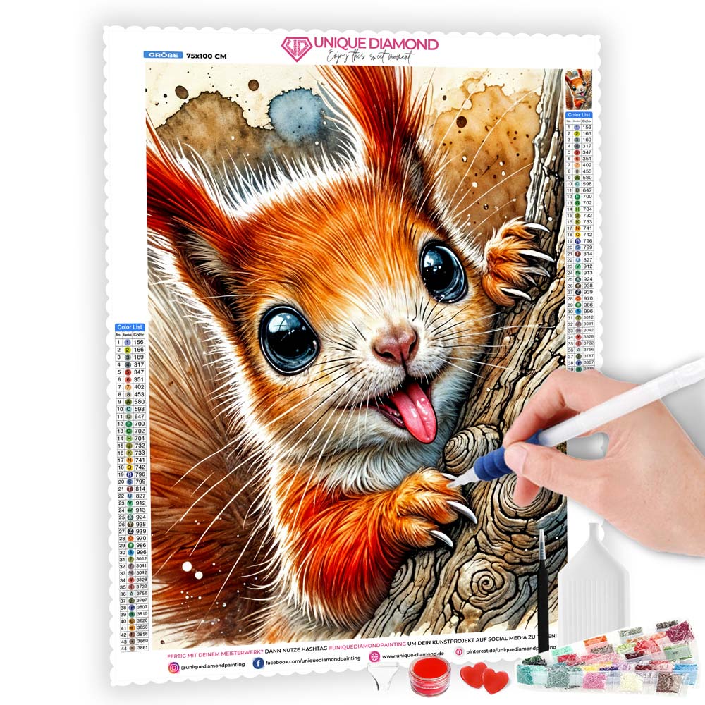 5D Diamond Painting AB Steine – Frecher Waldbewohner, Unique-Diamond