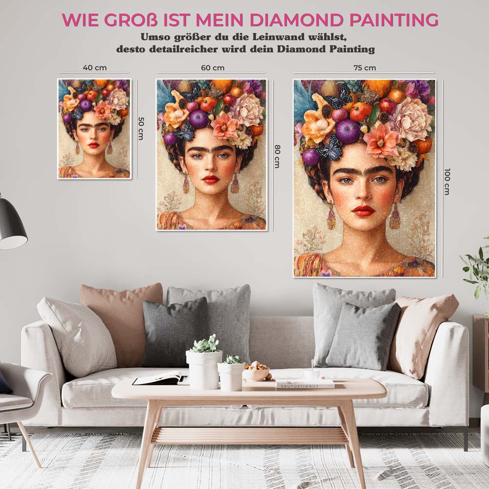 5D Diamond Painting AB Steine – Frida’s Florale Krone mit 100 Farben, Unique-Diamond