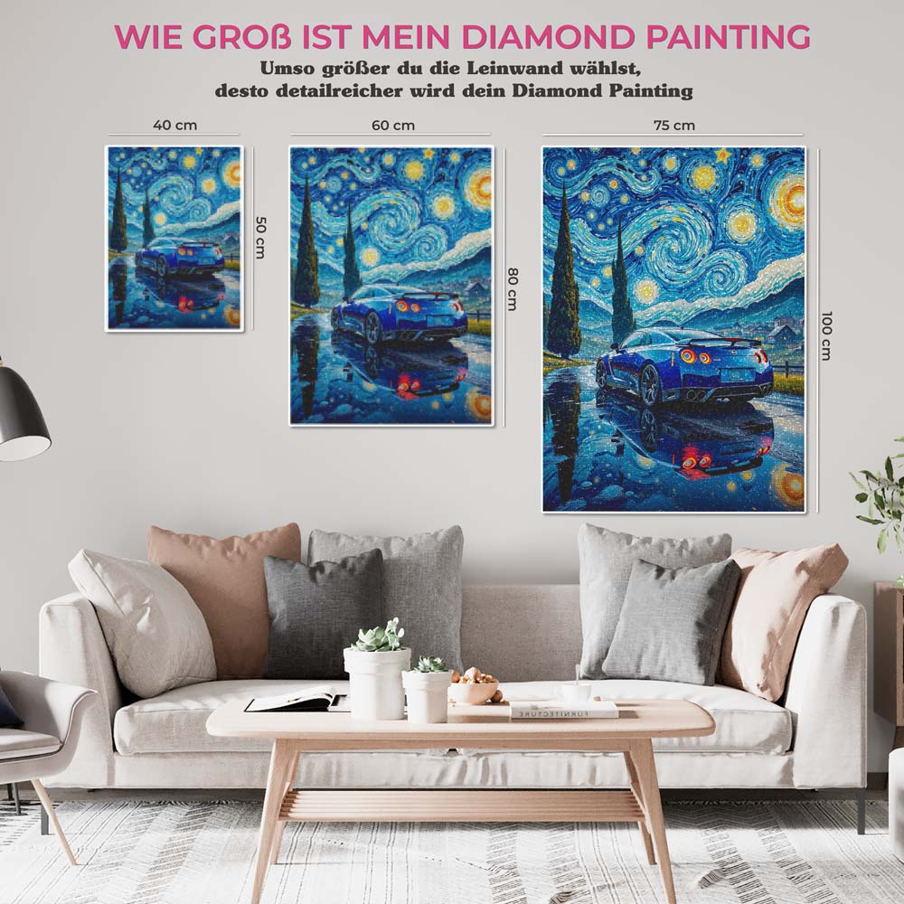 5D Diamond Painting AB Steine – GT-R Night Ride, Unique-Diamond