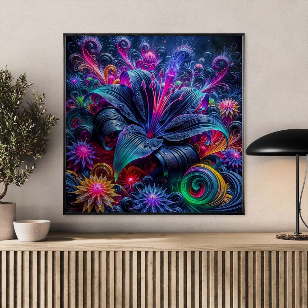 5D Diamond Painting AB Steine – Galactic Bloom mit 100 Farben, Unique-Diamond