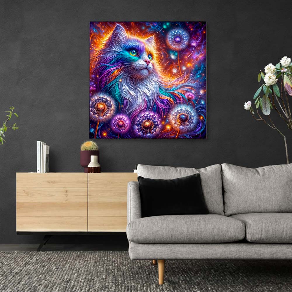 5D Diamond Painting AB Steine – Galaktische Katze Nova mit 100 Farben, Unique-Diamond