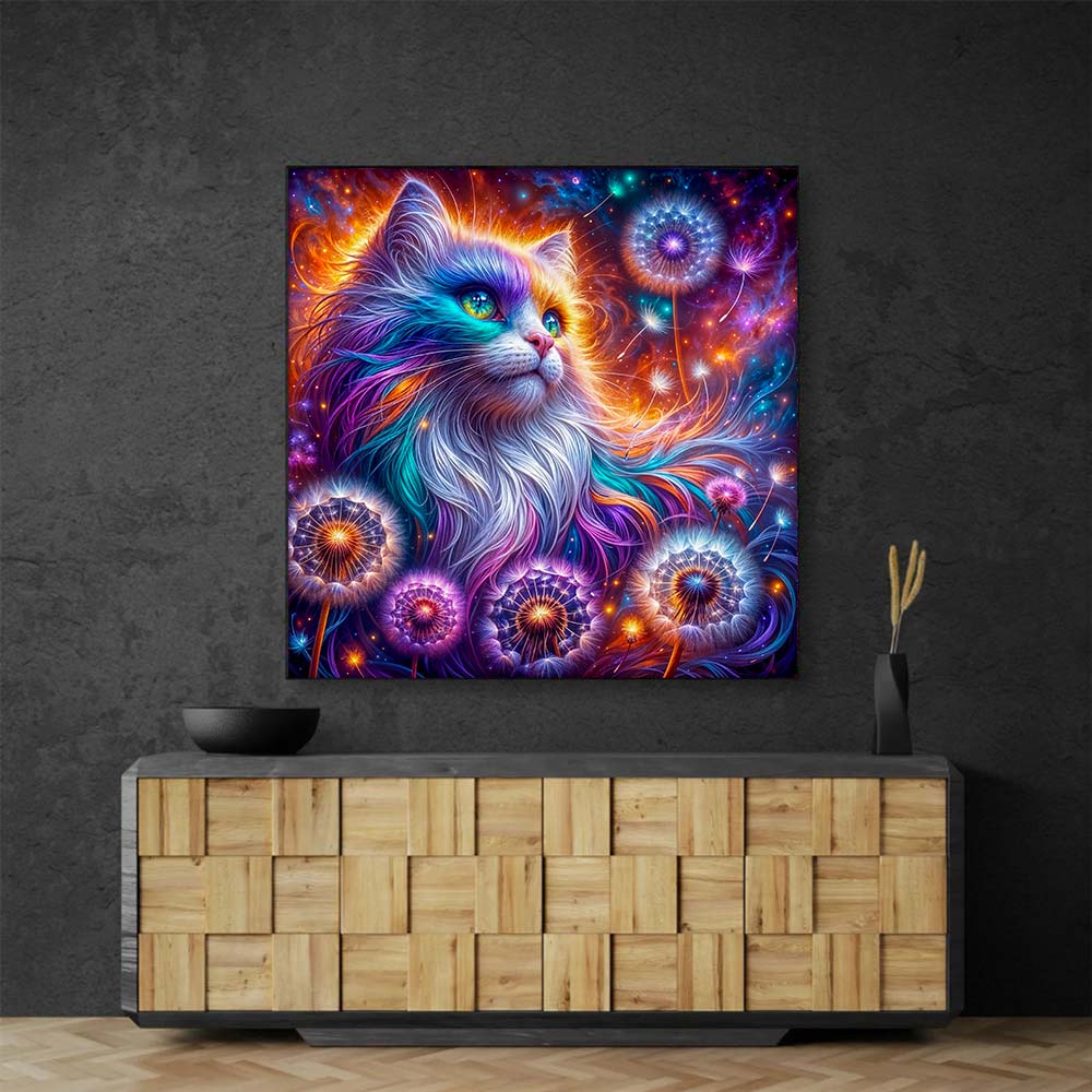 5D Diamond Painting AB Steine – Galaktische Katze Nova mit 100 Farben, Unique-Diamond