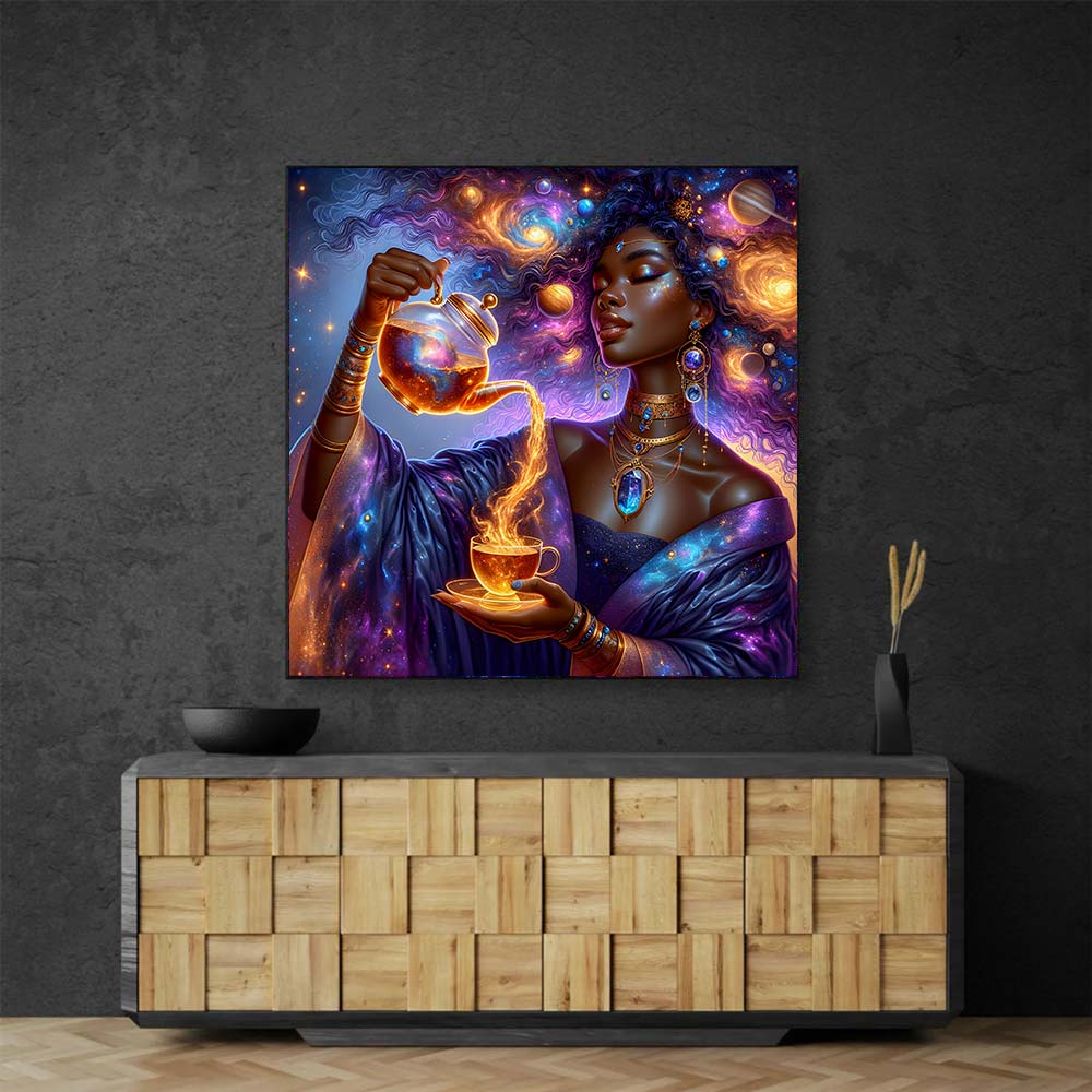 5D Diamond Painting AB Steine – Galaktische Teezeremonie mit 100 Farben, Unique-Diamond