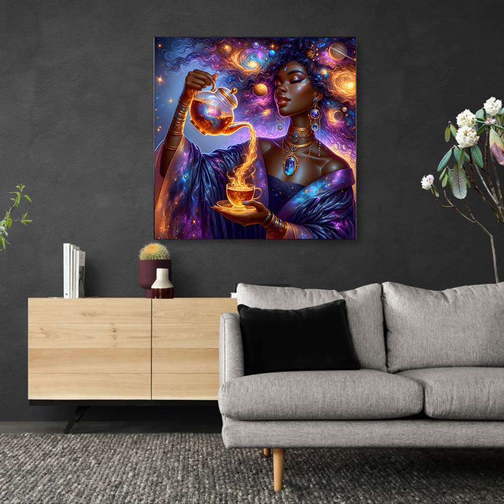 5D Diamond Painting AB Steine – Galaktische Teezeremonie mit 100 Farben, Unique-Diamond