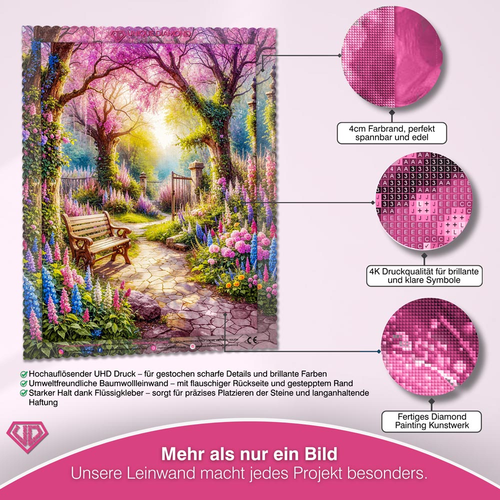 5D Diamond Painting – Geheimer Blütengarten Unique-Diamond