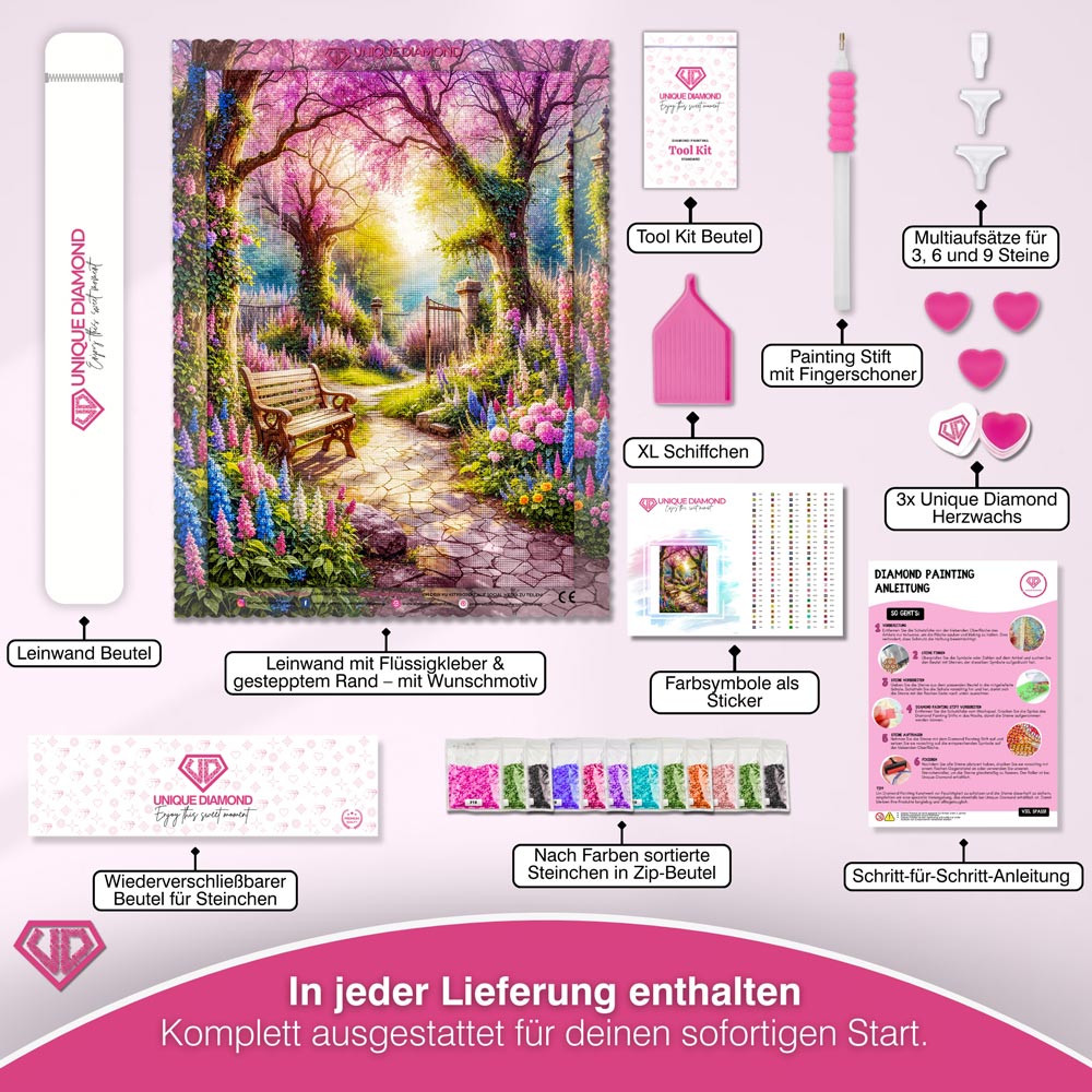 5D Diamond Painting – Geheimer Blütengarten Unique-Diamond