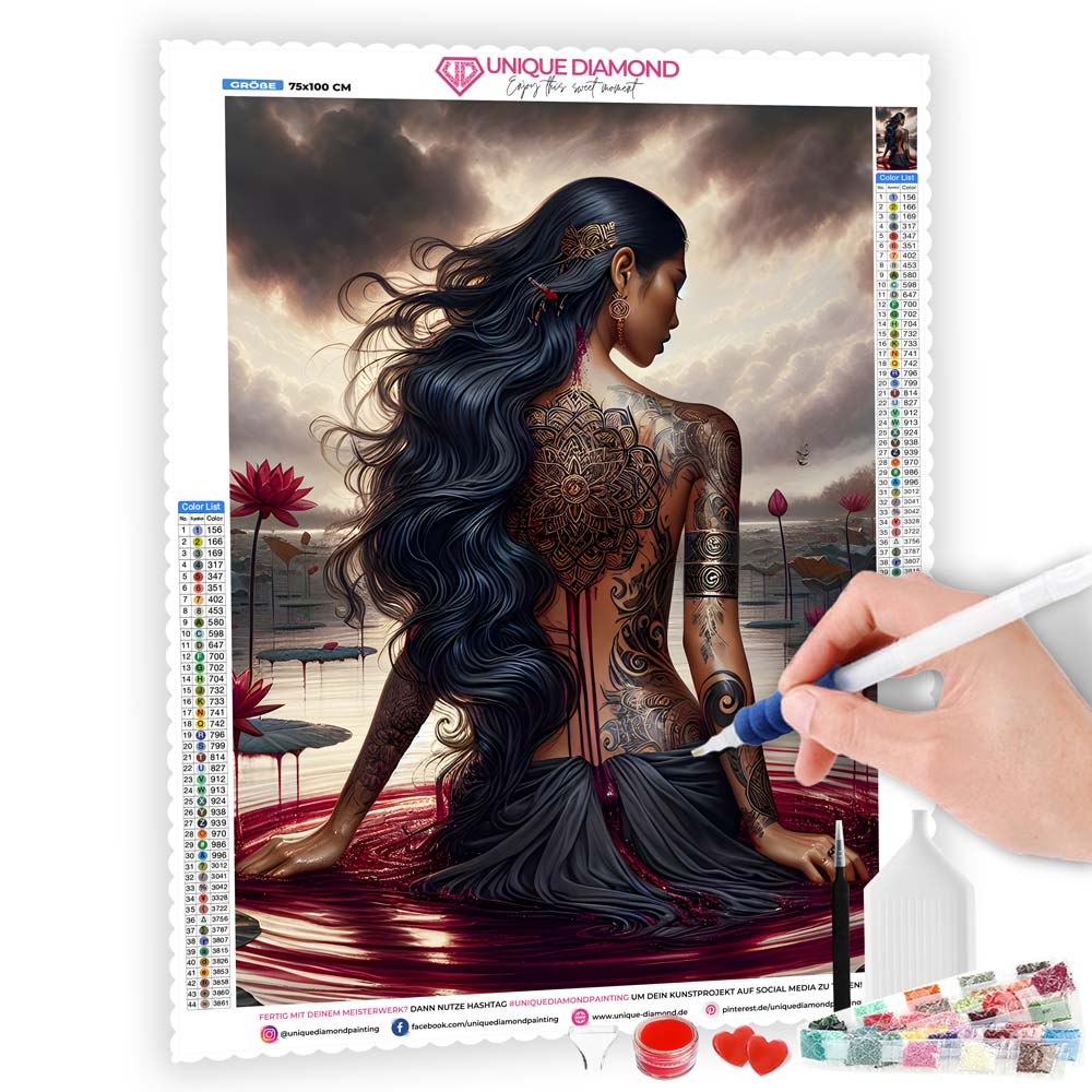 5D Diamond Painting AB Steine – Göttin der Schattenblüte, Unique-Diamond