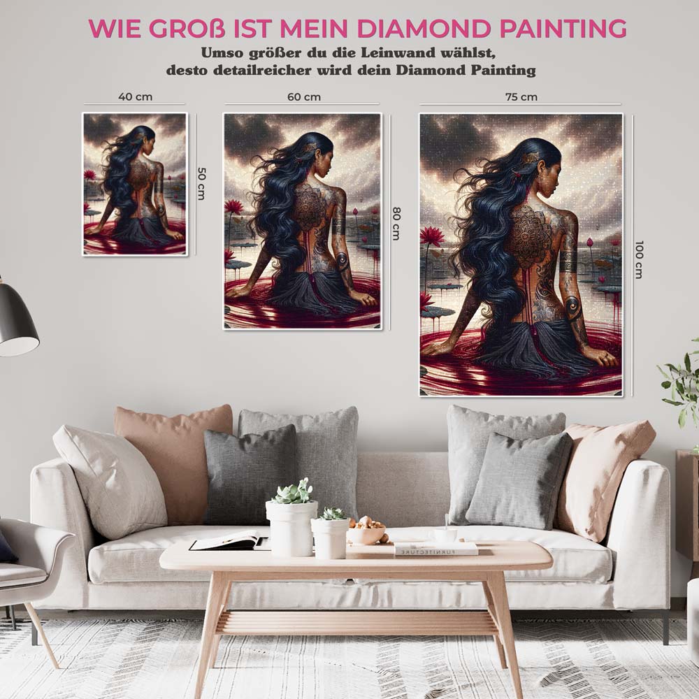 5D Diamond Painting AB Steine – Göttin der Schattenblüte, Unique-Diamond