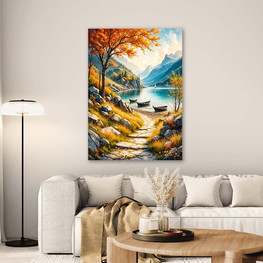5D Diamond Painting AB Steine – Golden Autumn Lake, Unique-Diamond