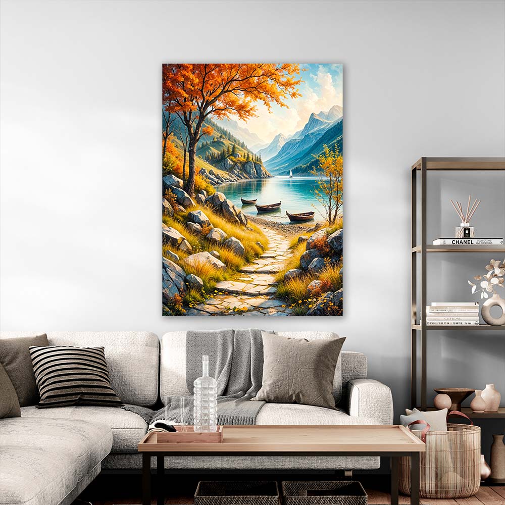 5D Diamond Painting AB Steine – Golden Autumn Lake, Unique-Diamond