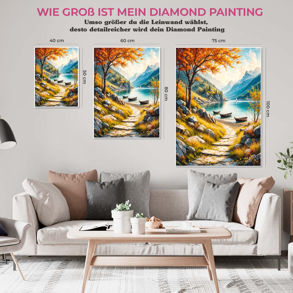 5D Diamond Painting AB Steine – Golden Autumn Lake, Unique-Diamond