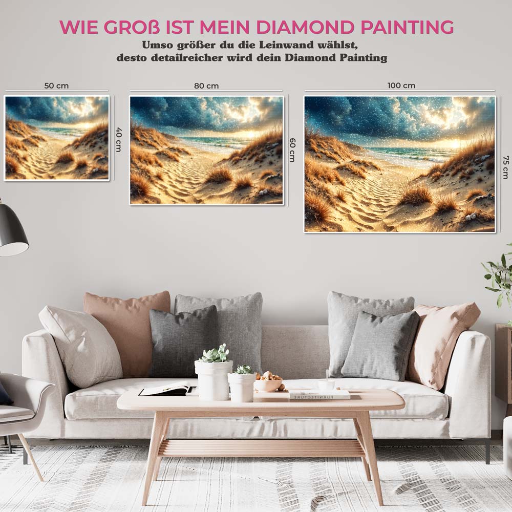 5D Diamond Painting AB Steine – Goldene Dünen, Unique-Diamond