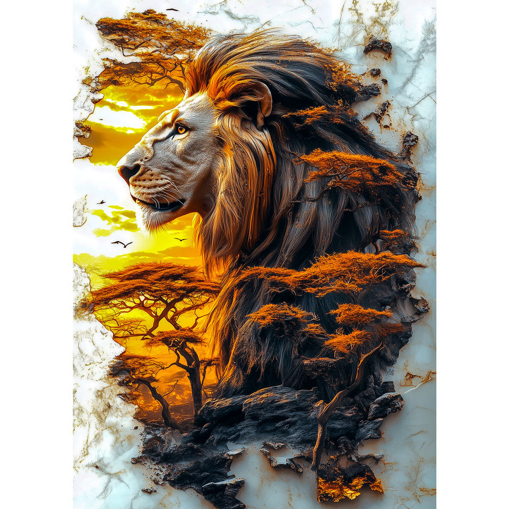 5D Diamond Painting AB Steine – König der Savanne, Unique-Diamond