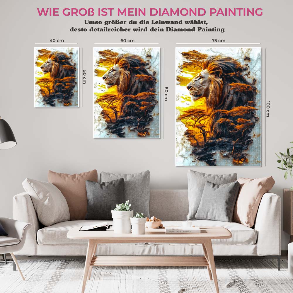 5D Diamond Painting AB Steine – König der Savanne, Unique-Diamond