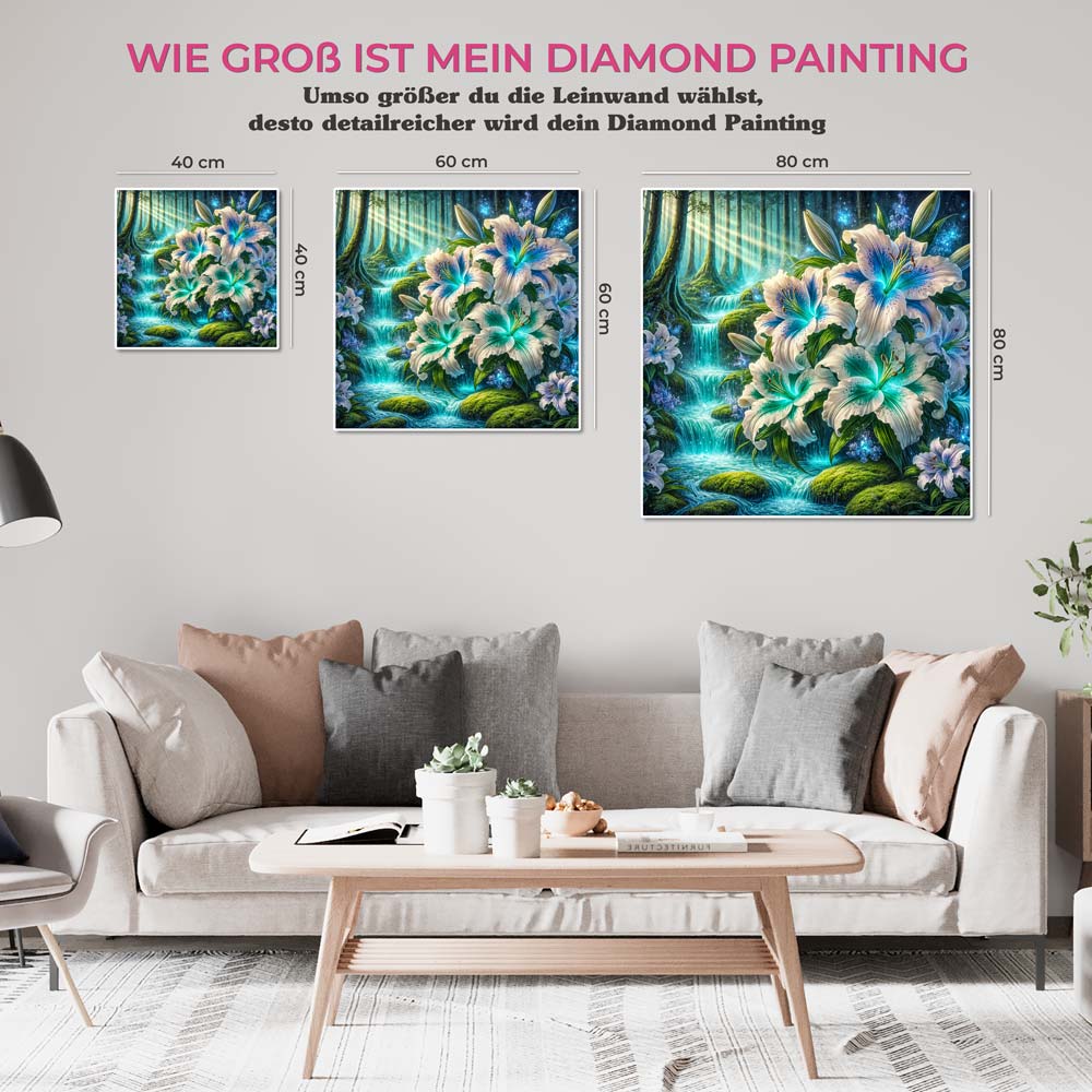 5D Diamond Painting AB Steine – Lilienquelle der Träume, Unique-Diamondv