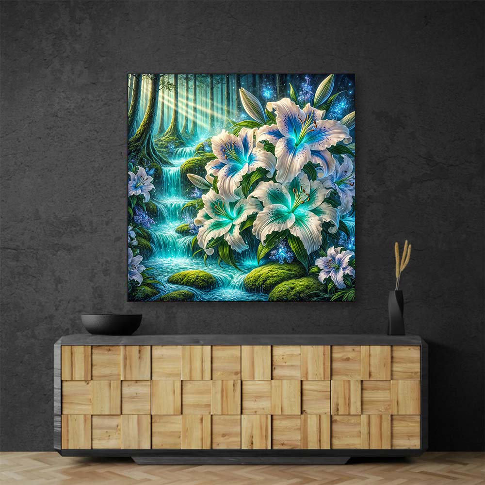 5D Diamond Painting AB Steine – Lilienquelle der Träume, Unique-Diamond