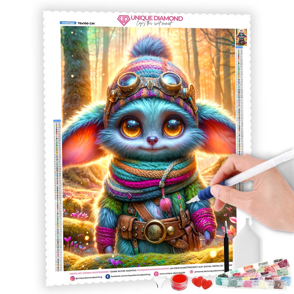 5D Diamond Painting AB Steine – Lumi, der Waldentdecker mit 100 Farben, Unique-Diamond