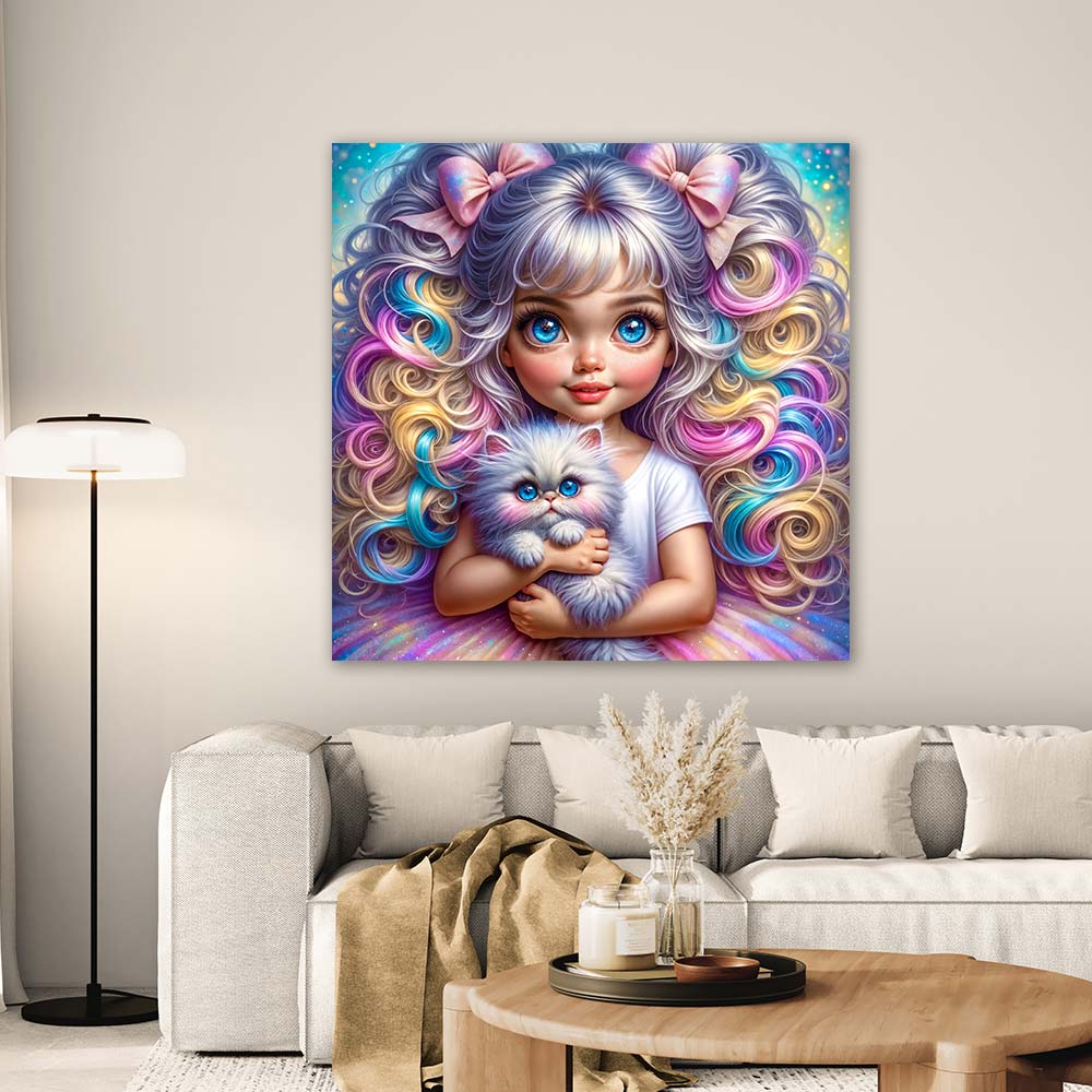 5D Diamond Painting AB Steine – Luna & Flauschie mit 100 Farben, Unique-Diamond