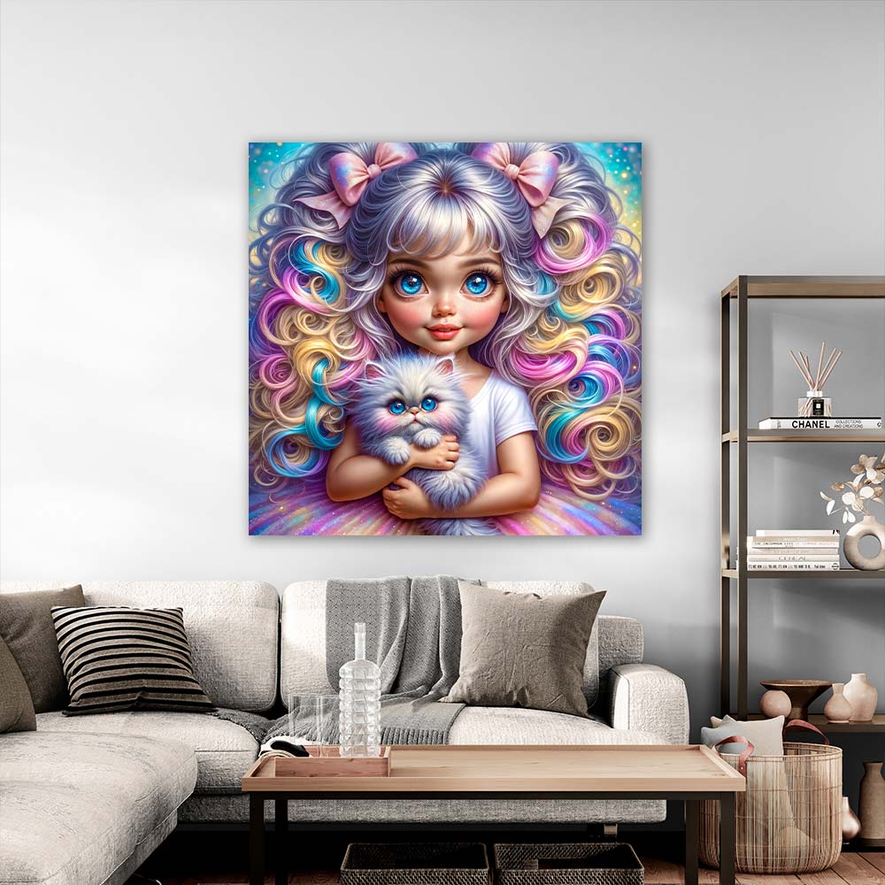 5D Diamond Painting AB Steine – Luna & Flauschie mit 100 Farben, Unique-Diamond