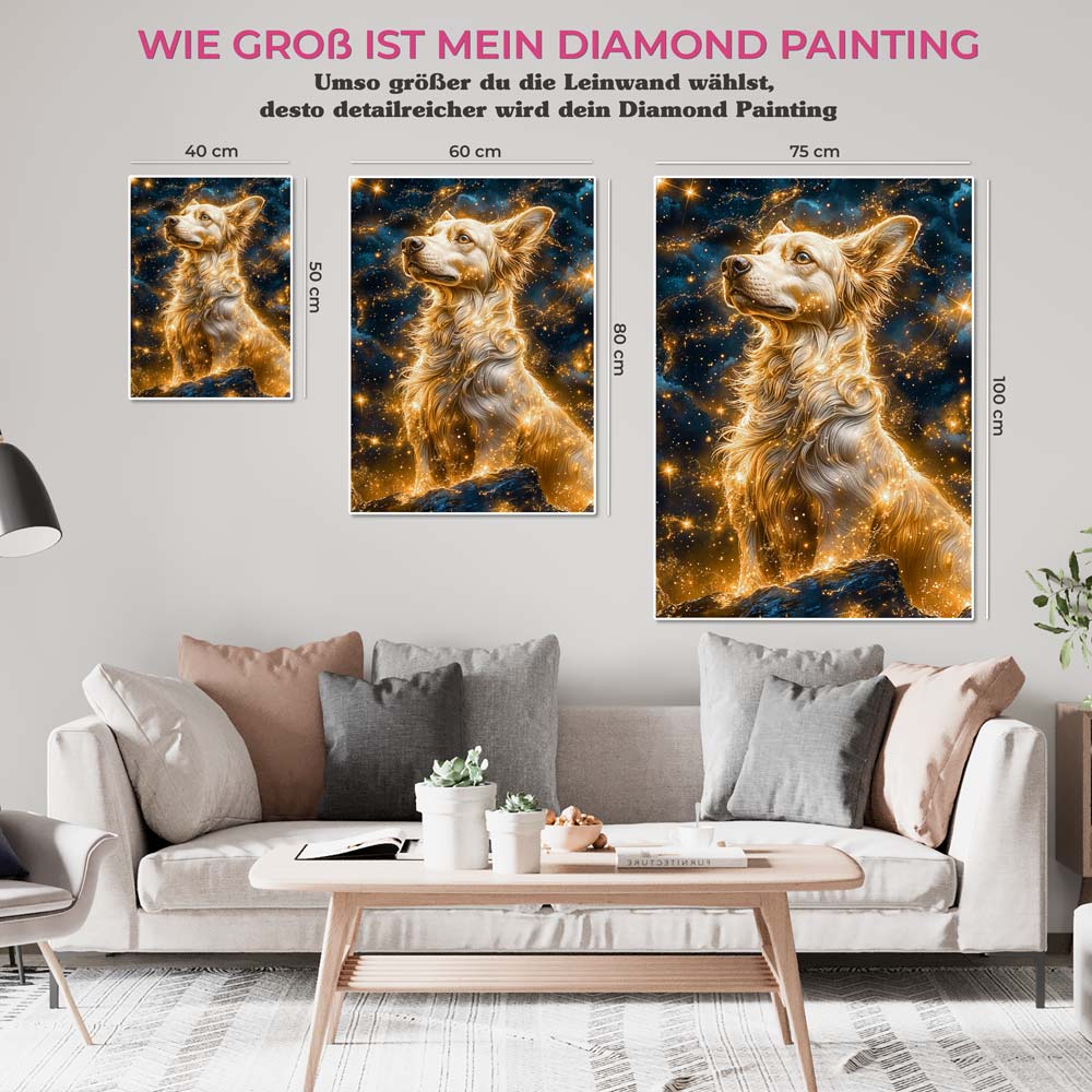 5D Diamond Painting AB Steine – Lunar Guardian Dog mit 100 Farben, Unique-Diamond