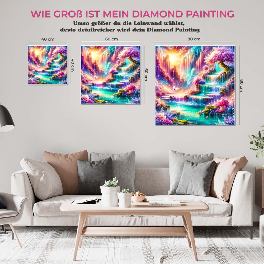 5D Diamond Painting AB Steine – Märchenquell der Harmonie mit 100 Farben, Unique-Diamond