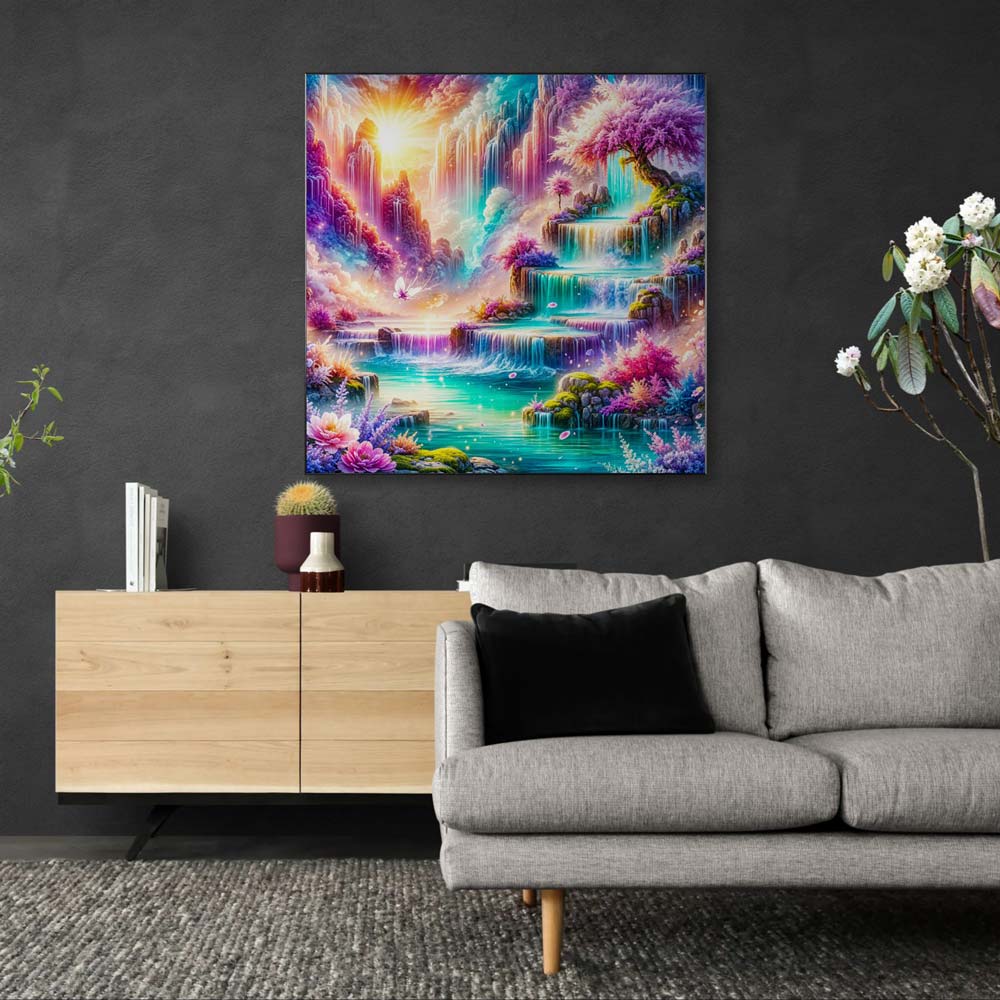 5D Diamond Painting AB Steine – Märchenquell der Harmonie mit 100 Farben, Unique-Diamond