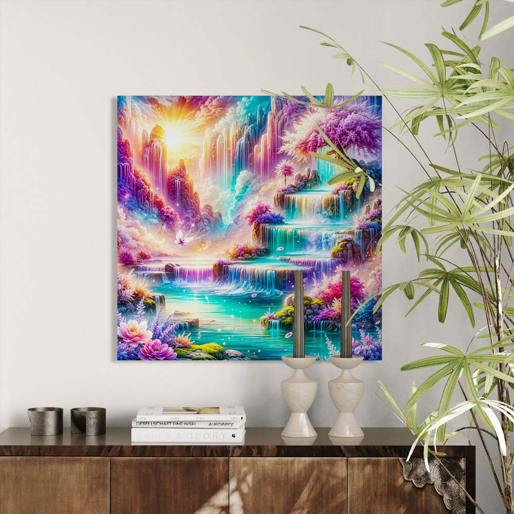 5D Diamond Painting AB Steine – Märchenquell der Harmonie mit 100 Farben, Unique-Diamond