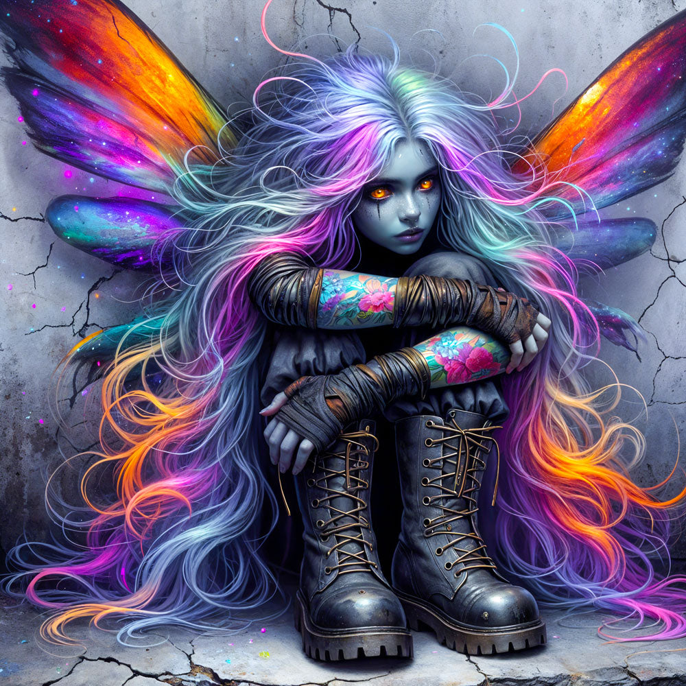 5D Diamond Painting AB Steine – Midnight Rebel Fairy mit 100 Farben, Unique-Diamond