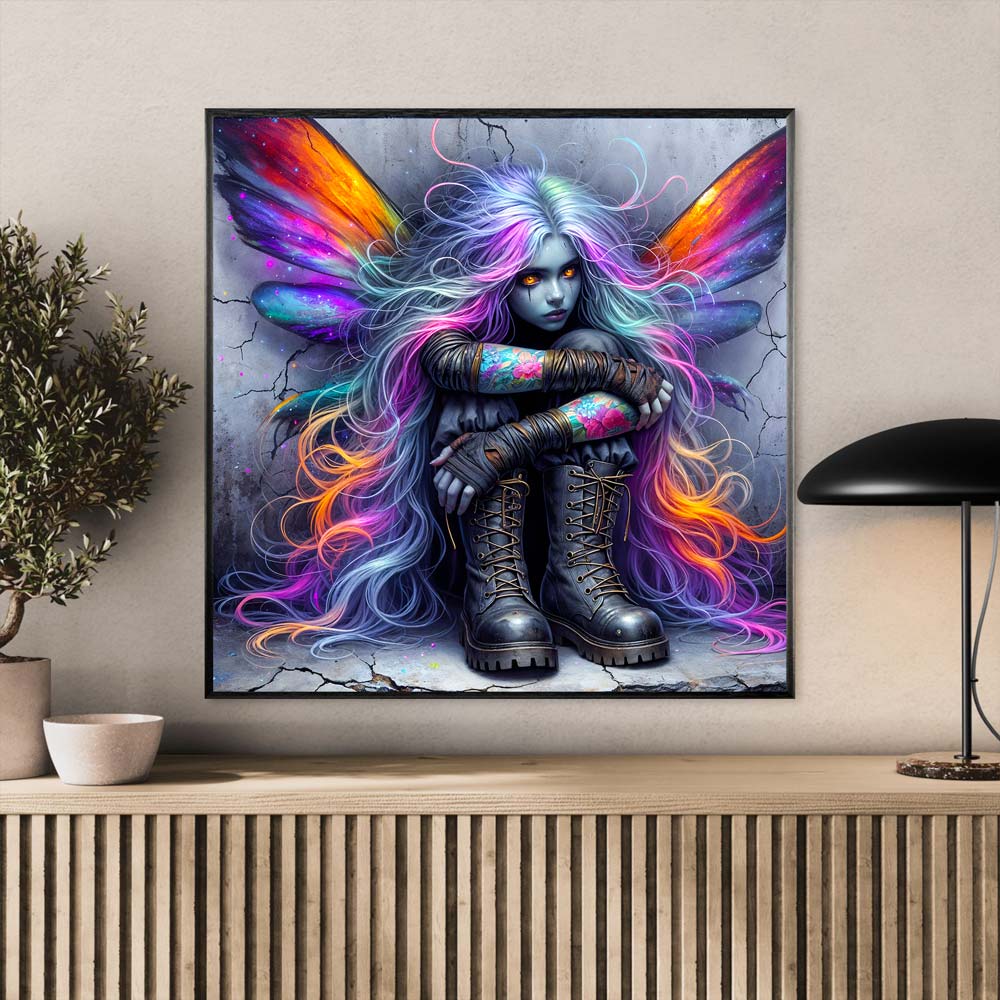 5D Diamond Painting AB Steine – Midnight Rebel Fairy mit 100 Farben, Unique-Diamond