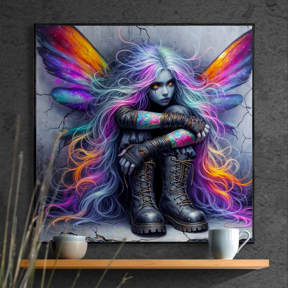 5D Diamond Painting AB Steine – Midnight Rebel Fairy mit 100 Farben, Unique-Diamond