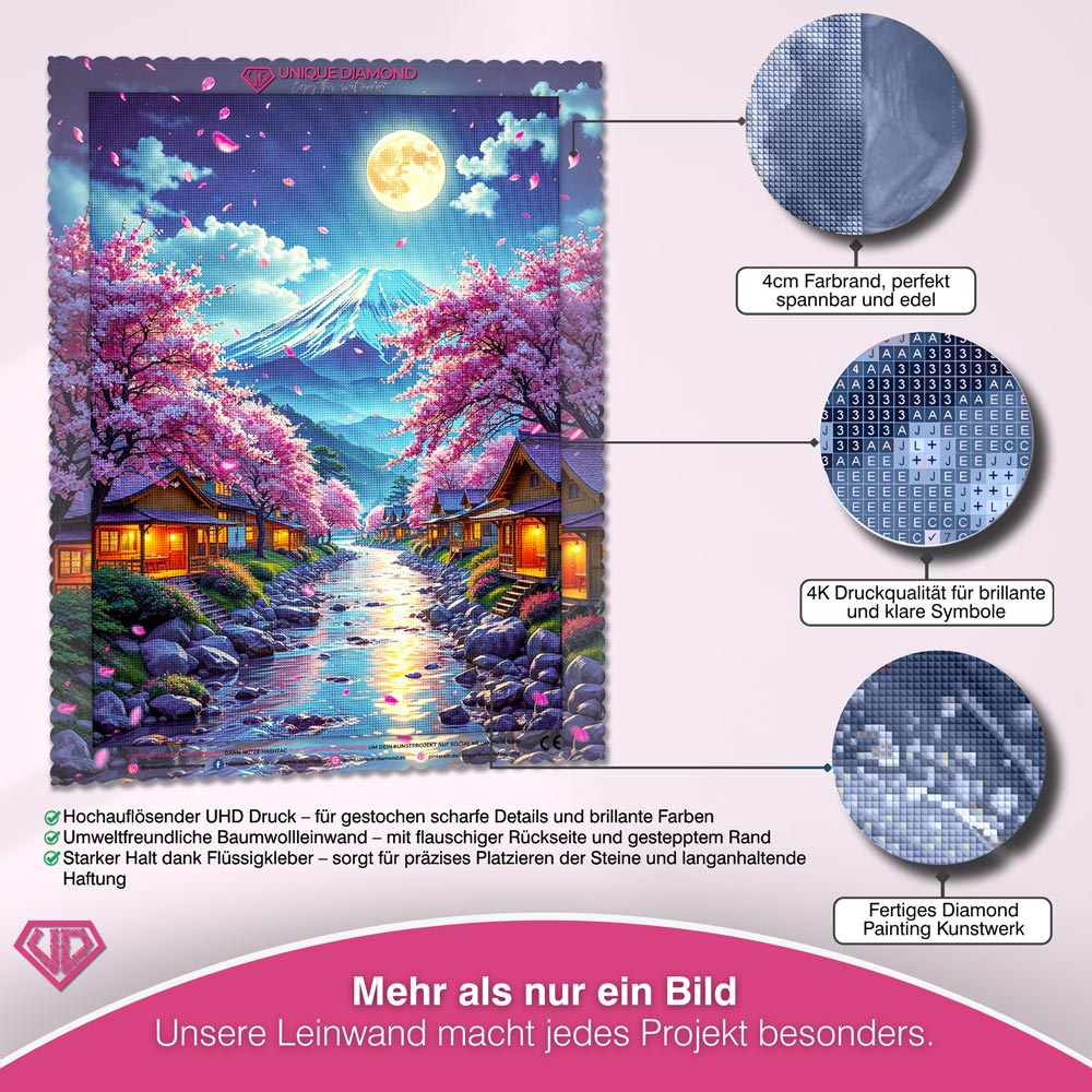 5D Diamond Painting – Moonlight over Hanami River Unique-Diamond