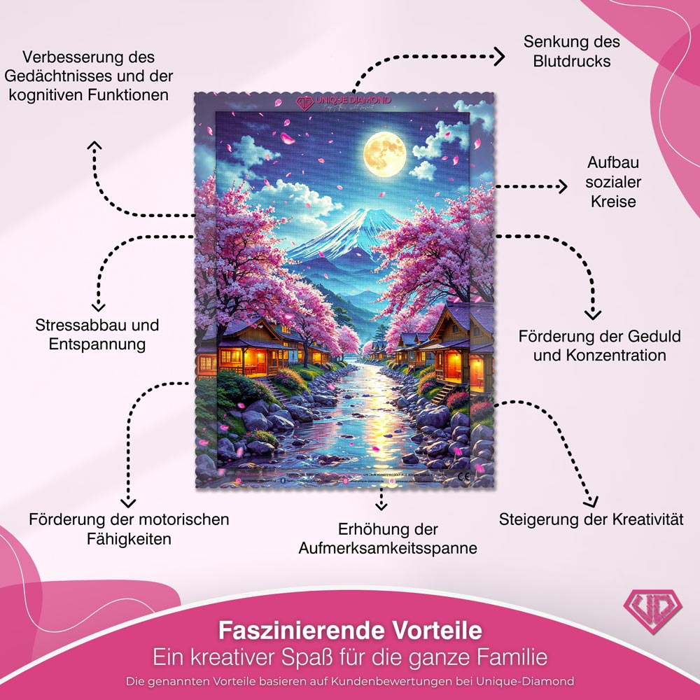 5D Diamond Painting – Moonlight over Hanami River Unique-Diamond