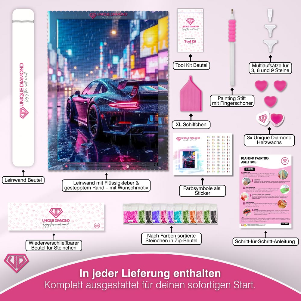 5D Diamond Painting – Neon Night Drive Unique-Diamond