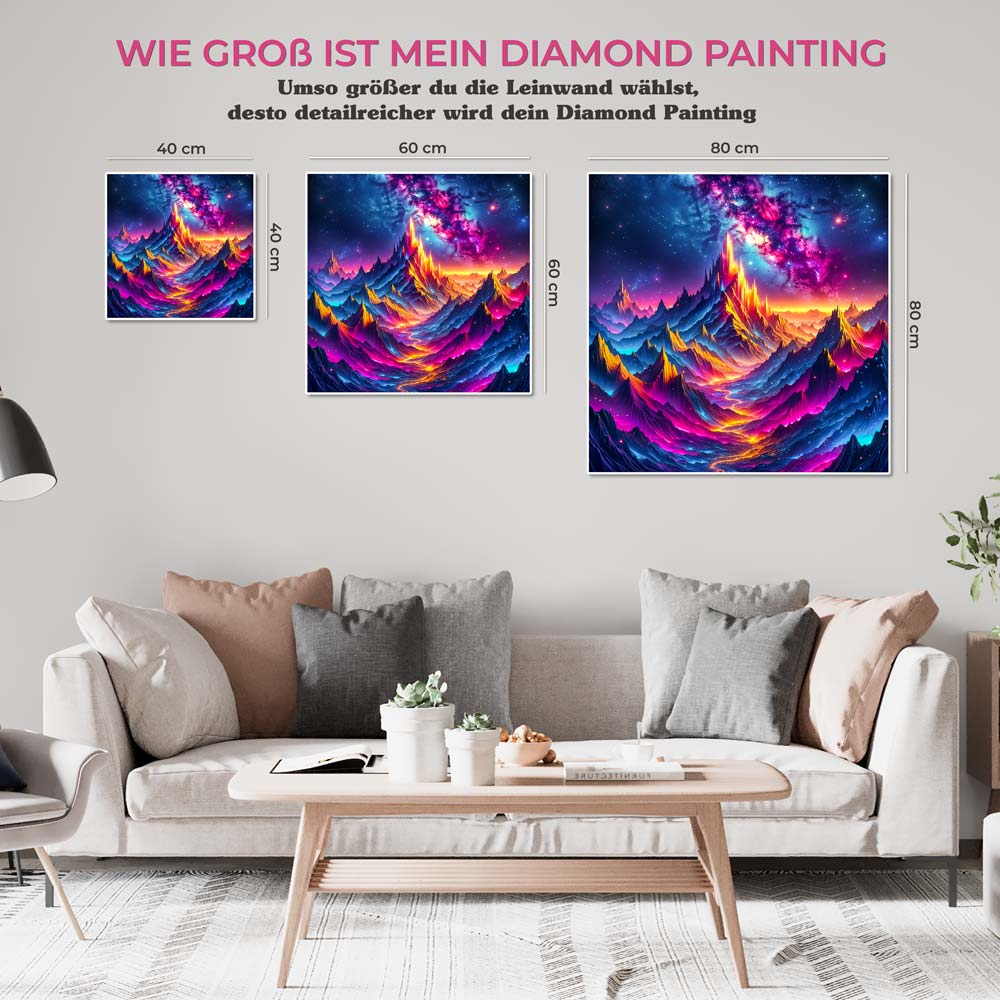 5D Diamond Painting AB Steine – Neonberge im Galaxielicht, Unique-Diamond