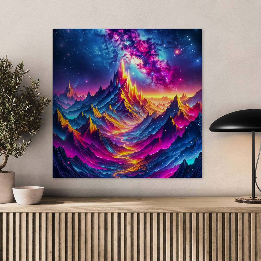 5D Diamond Painting AB Steine – Neonberge im Galaxielicht, Unique-Diamond