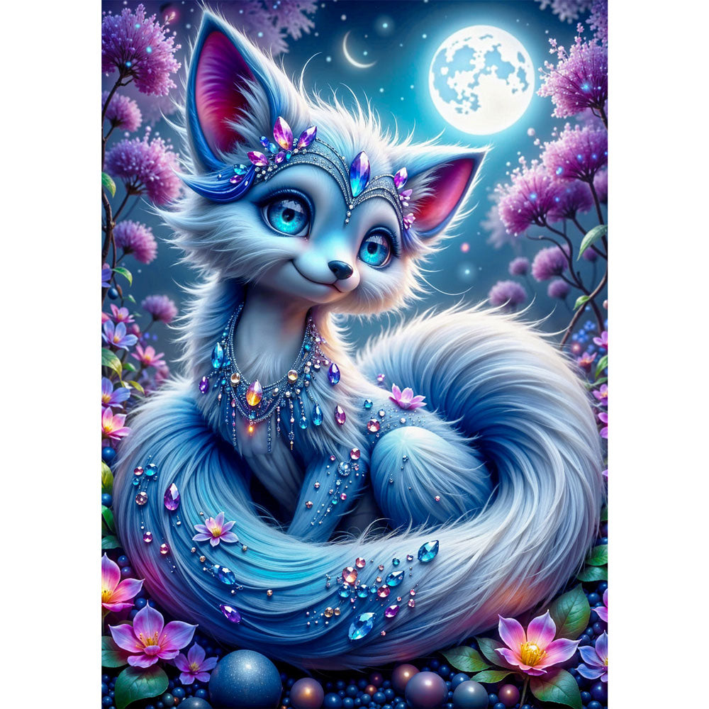 5D Diamond Painting AB Steine – Nyari, die funkelnde Mondfüchsin, Unique-Diamond