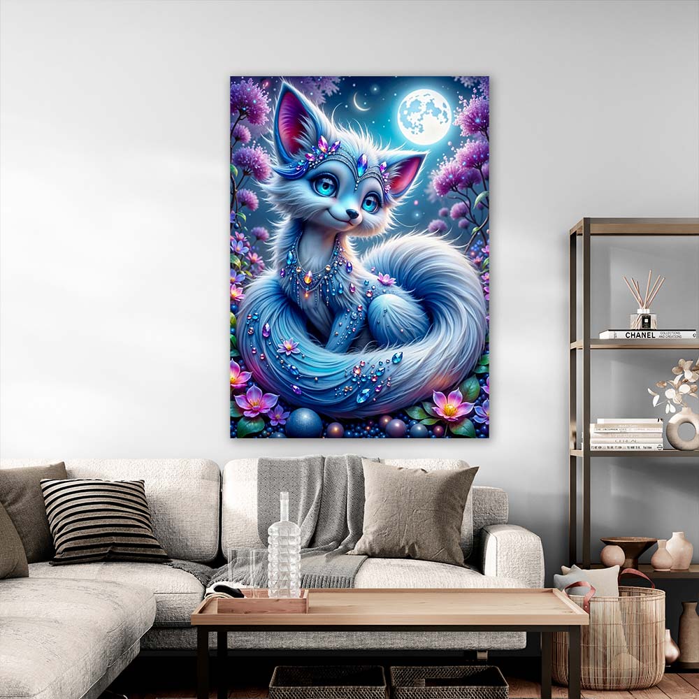 5D Diamond Painting AB Steine – Nyari, die funkelnde Mondfüchsin, Unique-Diamond